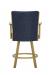 Wesley Allen's Humphrey Swivel Bar Stool in Gold Metal Finish and Blue Seat / Back Cushion with Arms - Back View