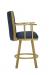Wesley Allen's Humphrey Swivel Bar Stool in Gold Metal Finish and Blue Seat / Back Cushion with Arms - Side View