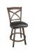 Wesley Allen's Edmonton Swivel Bar Stool with Cross Back - No Arms - In Brown Metal Finish and Black Seat Cushion