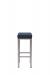 Wesley Allen's Seattle Brushed Silver Stainless Steel Backless Saddle Bar Stool with Blue Seat Cushion - Side View