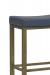 Wesley Allen's Seattle Backless Saddle Stool in Brass Bisque Metal Finish with Blue Vinyl Cushion - Close Up