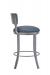 Wesley Allen's Bali Modern Silver Low Back Bar Stool with Blue Seat Back Cushion - Side View