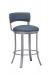 Wesley Allen's Bali Modern Silver Low Back Bar Stool with Blue Seat Back Cushion