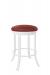 Wesley Allen's Bali White Backless Swivel Bar Stool with Red Seat