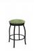 Wesley Allen's Berkeley Black Backless Swivel Bar Stool with Posh Green Fabric