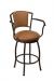 Wesley Allen's Boise Swivel Upholstered Bar Stool with Arms in Expresso Finish and Saddle Color Vinyl