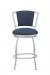 Wesley Allen's Boise Swivel Bar Stool in Opaque Light Silver with Blue Seat and Back Fabric - Front View