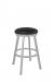 Wesley Allen's Edmonton Backless Swivel Stool in Brushed Stainless Steel with Black Seat