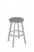 Wesley Allen's Edmonton Backless Swivel Stool in Brushed Stainless Steel with Gray Seat