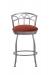 Wesley Allen's Fresno Silver Swivel Bar Stool with Low Back and Red Seat Cushion - Front View