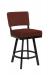 Wesley Allen's Miami Modern Black Swivel Bar Stool with Burgundy Wine Seat and Back Fabric