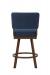 Wesley Allen's Miami Upholstered Swivel Bar Stool in Expresso Metal and Blue Cushion - Back View