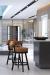 Wesley Allen's Miramar Swivel Bar Stools with Low Curved Back in Modern Kitchen Home