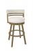 Wesley Allen's Miramar Gold Swivel Bar Stool with Tan Back Cushion and White Seat Cushion