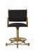 Wesley Allen's Portland Gold Tilt Swivel Bar Stool with Arms and Black Cushion - Front View