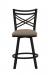 Wesley Allen's Raleigh Traditional Black and Brown Metal Bar Stool with Cross Back Design - Front View