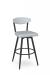 Amisco's Wilbur Scandinavian Black Swivel Bar Stool with Blue Fabric