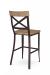 Amisco's Kyle Industrial Dark Brown Stationary Bar Stool with Cross Back Design and Wood Seat and Back - View of Back