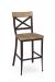 Amisco's Kyle Industrial Dark Brown Stationary Bar Stool with Cross Back Design and Wood Seat and Back