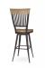 Amisco's Annabelle Country Swivel Metal Bar Stool in Brown with Vertical Slats on Back and Wood Seat - Back View