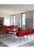 Amisco's Sorrento Swivel Upholstered (in Red) Dining Chairs in Modern Open Concept Dining Room