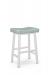 Amisco's Miller Backless White Bar Stool with Green Seat Cushion