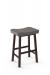 Amisco's Miller Stationary Rectangular Saddle Backless Barstool with Upholstered Seat Cushion and Metal Legs