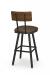 Amisco's Jetson Swivel Bar Stool with Wood Back, Square Seat Cushion, and Metal Frame - Back View