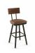 Amisco's Jetson Swivel Bar Stool with Wood Back, Square Seat Cushion, and Metal Frame