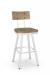 Amisco's Jetson Swivel Bar Stool in White Metal Finish and Seat / Back Wood
