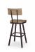 Amisco's Jetson Industrial Swivel Bar Stool in Brown with Wood Back and Seat - View of Back