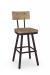 Amisco's Jetson Industrial Swivel Bar Stool in Brown with Wood Back and Seat