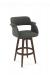 Amisco's Joshua Modern Upholstered Swivel Barstool with Wood Base, Padded Back and Seat, with Partial Arms
