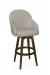Amisco's Collin Upholstered Swivel Bar Stool with Wood Base, Upholstered Back, and Partial Arms