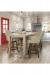 Amisco's Collin Swivel Upholstered Wood Barstools in Farmhouse Modern Kitchen with Red Door