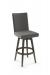 Amisco's Noah Upholstered Swivel Barstool with Brown Wood Base and Gray Upholstery