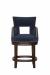 Fairfield's Robroy Modern Wood Swivel Counter Stool in Blue Fabric and Dark Brown Wood - Front View