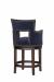 Fairfield's Robroy Modern Wood Swivel Counter Stool in Blue Fabric and Dark Brown Wood - Back View