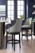 Fairfield's Robroy Upholstered Wood Swivel Counter Stool in Charcoal Wood Finish and In Modern Blue Bar Room
