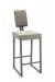 Wesley Allen's Brentwood Modern Upholstered Stationary Barstool with Skinny Tall Backrest and Sled Metal Base