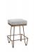 Wesley Allen's Clark Backless Bar Stool in Brass Bisque Metal and Gray Seat Cushion