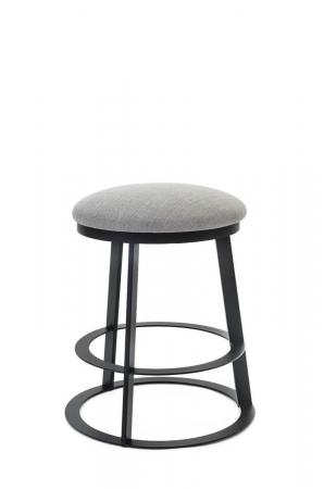 Wesley Allen's Clay Backless Swivel Barstool with Round Metal Back and Round Upholstered Seat