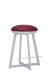 Wesley Allen's Harrison Backless Swivel Stool with Round Seat in Light Silver Metal and Red Seat Cushion