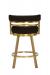 Wesley Allen's Miramar Gold Swivel Bar Stool with Low Back and Black Fabric - Back View