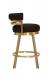 Wesley Allen's Miramar Gold Swivel Bar Stool with Low Back and Black Fabric - Side View