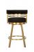 Wesley Allen's Miramar Gold Swivel Bar Stool with Low Back and Black Fabric - Front View