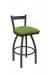Holland's Catalina #821 Low Back Swivel Barstool in Nickel Metal Finish and Green Seat Cushion