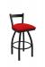 Holland's Catalina #821 Low Back Swivel Barstool in Black Metal Finish and Red Seat Cushion