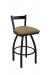 Holland's Catalina #821 Low Back Swivel Barstool in Black Metal Finish and Brown Seat Cushion