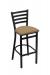 Holland's Jackie #400 Stationary Barstool with Back in Black Metal Finish and Brown Seat Cushion